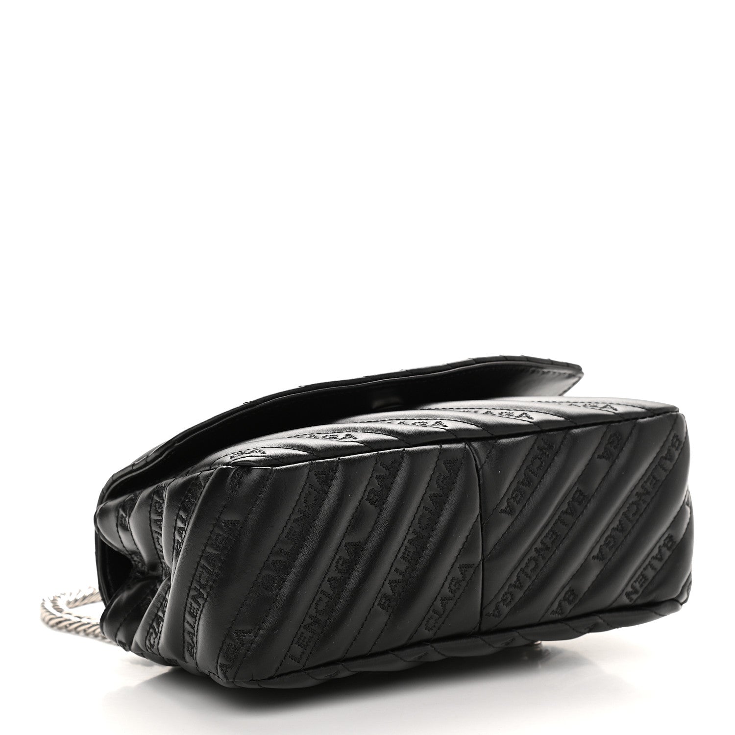 Balenciaga Calfskin Logo Matelasse S BB Round Shoulder Bag Black 4 of 8