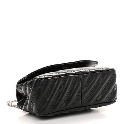 Balenciaga Calfskin Logo Matelasse S BB Round Shoulder Bag Black 4 of 8
