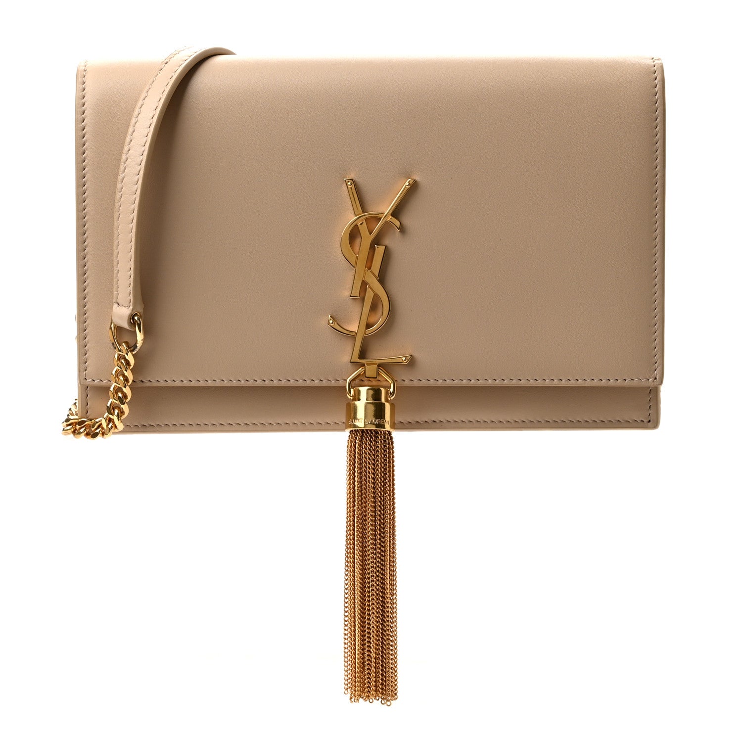 Saint Laurent Smooth Calfskin Classic Monogram Kate Tassel Chain Wallet Nude Powder 1 of 11