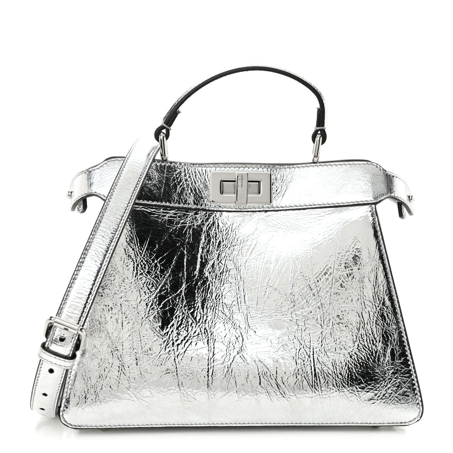 Rock Millenium Laminata Small Peekaboo I SEE U Satchel Argento