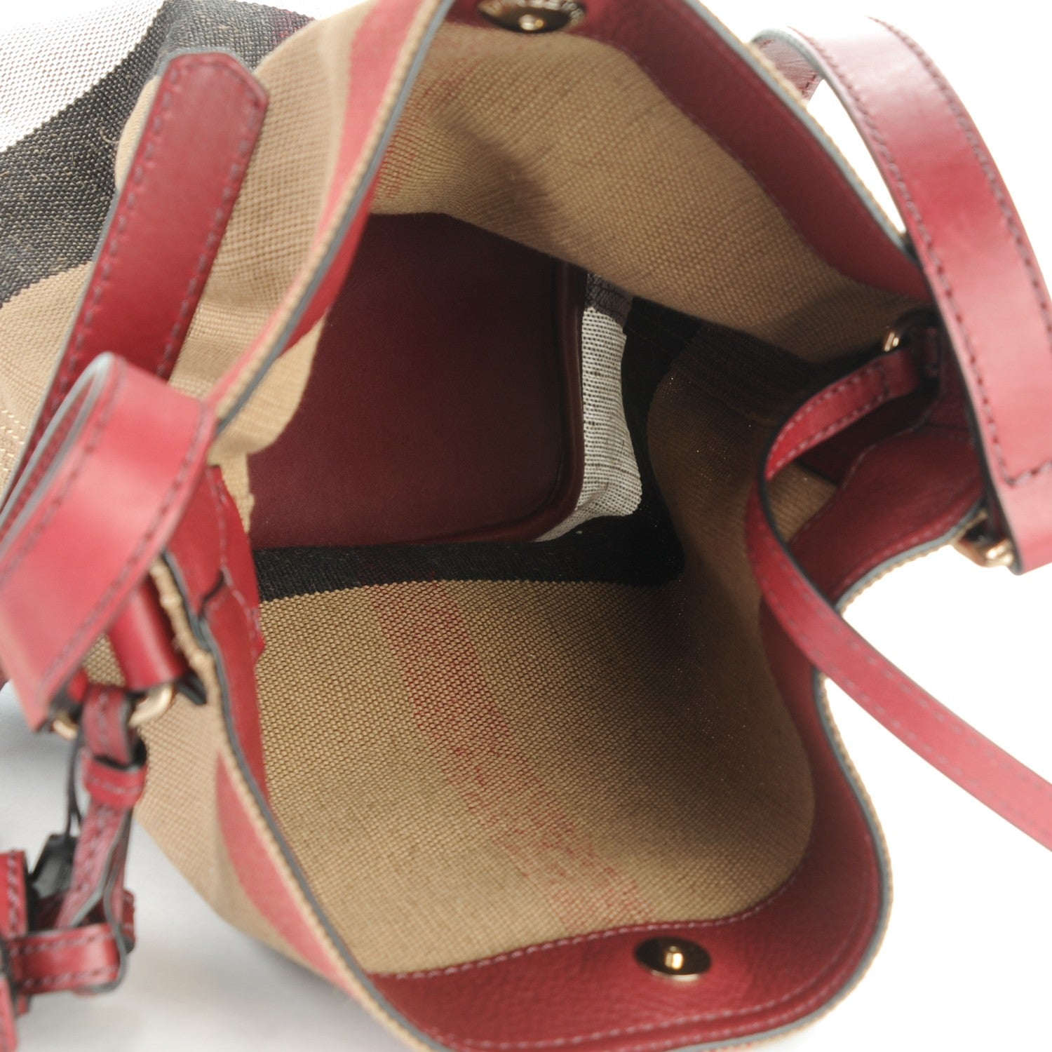 Burberry Canvas Mega Check Mini Ashby Tassel Crossbody Burgundy Red 5 of 8