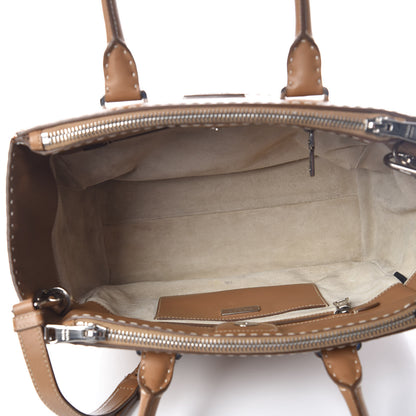 Prada City Calf Small Hand Stitched Galleria Double Zip Tote Caramel 5 of 15