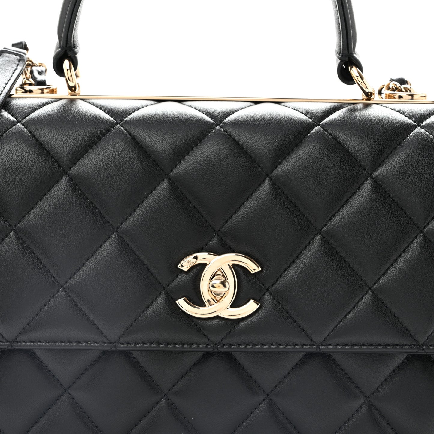Lambskin Quilted Medium Trendy CC Flap Dual Handle Bag Black