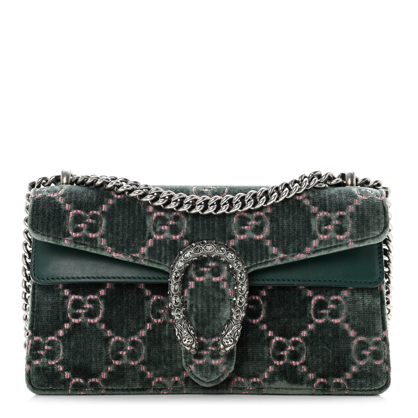 Velvet Moon Calfskin Crystal GG Monogram Small Dionysus Shoulder Bag Avio Dusty Pink Black Diamond