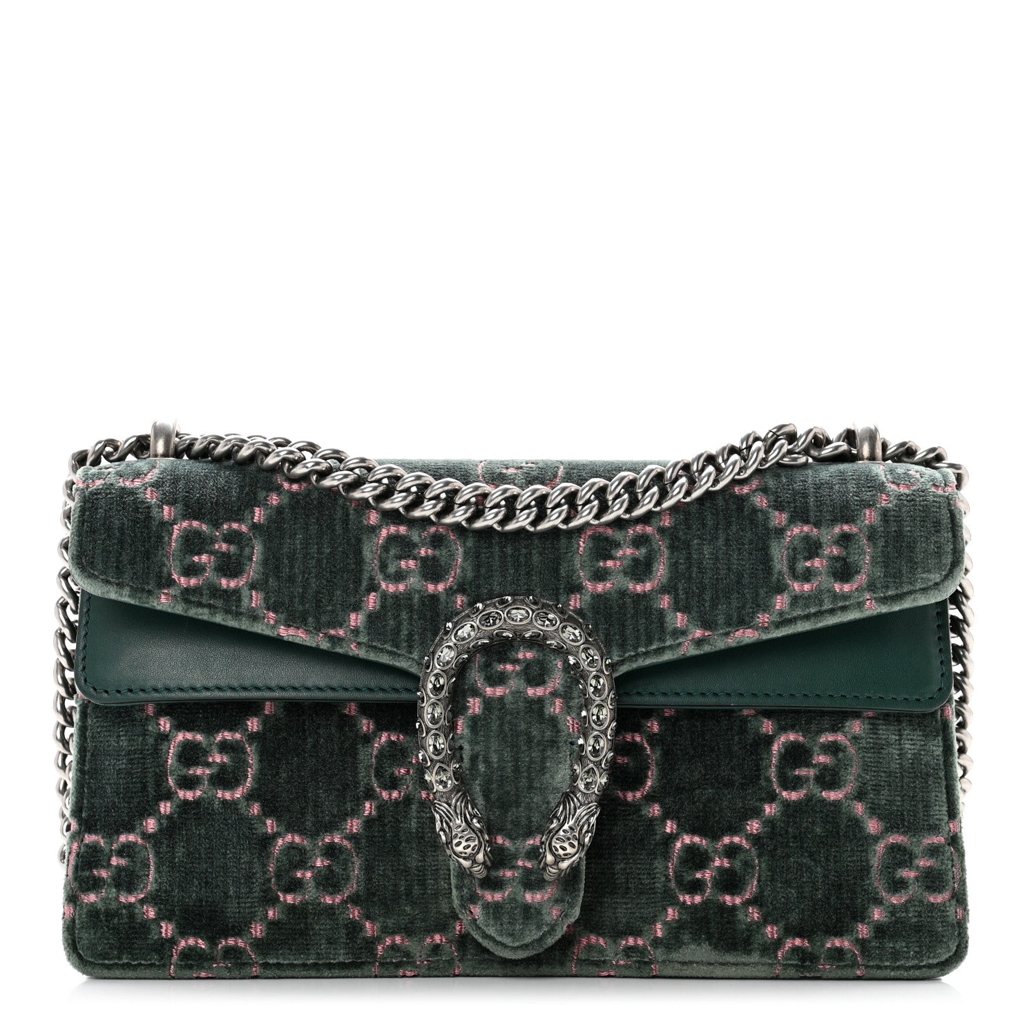 Gucci Velvet Moon Calfskin Crystal GG Monogram Small Dionysus Shoulder Bag Avio Dusty Pink Black Diamond 1 of 9