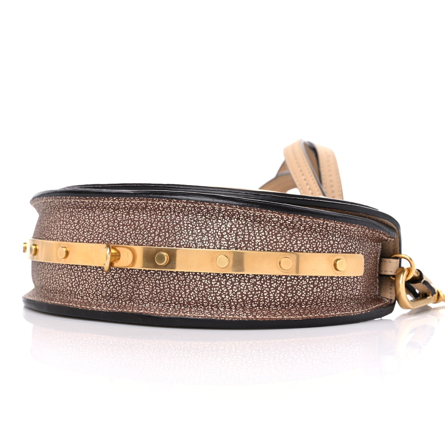 Metallic Calfskin Small Nile Bracelet Minaudiere Bag Gold