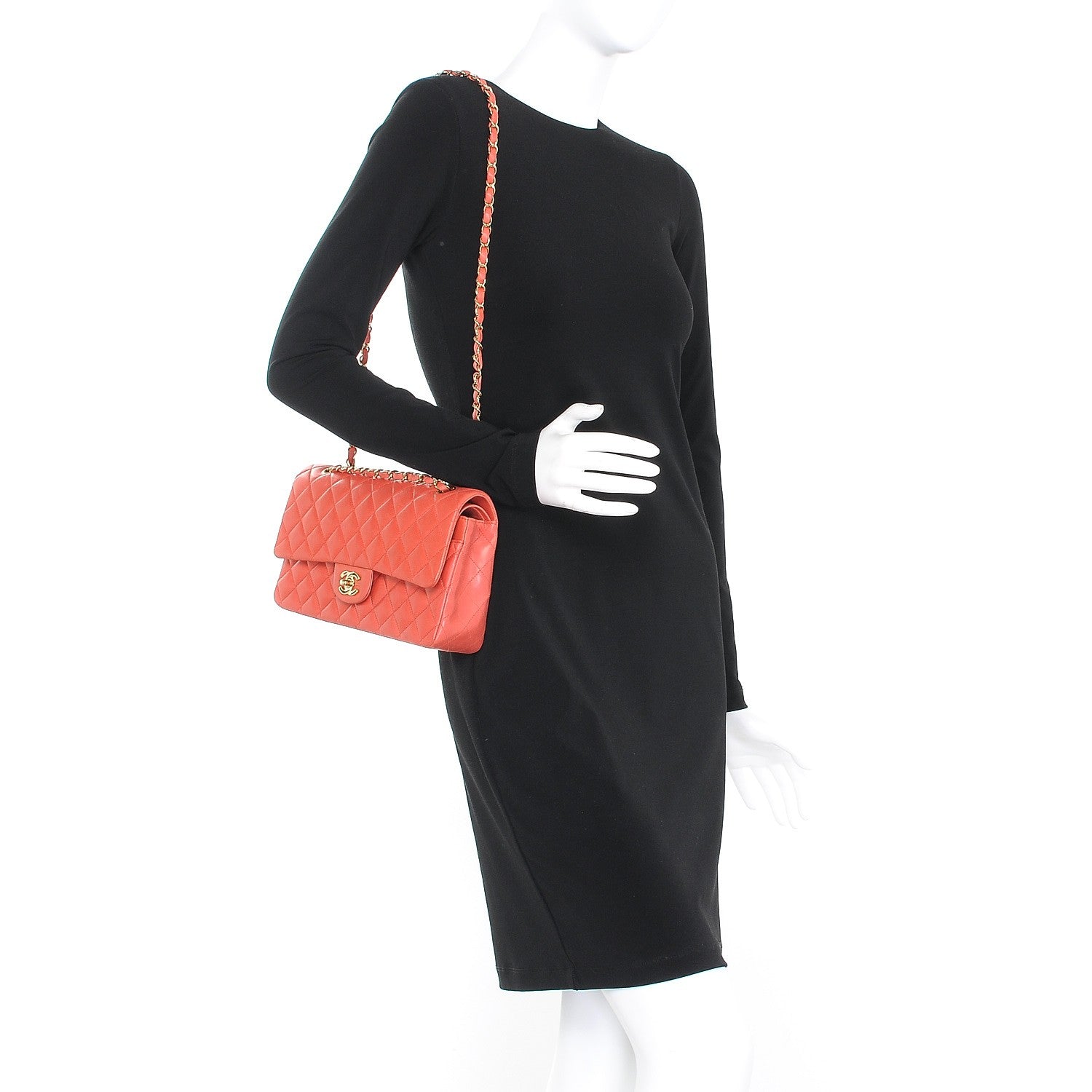 Chanel Lambskin Quilted Medium Double Flap Coral 2 of 7