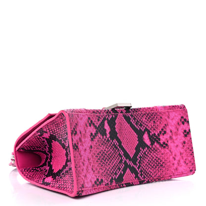 Balenciaga Shiny Calfskin Python Effect Small Hourglass Top Handle Bag Fuchsia Black 4 of 10