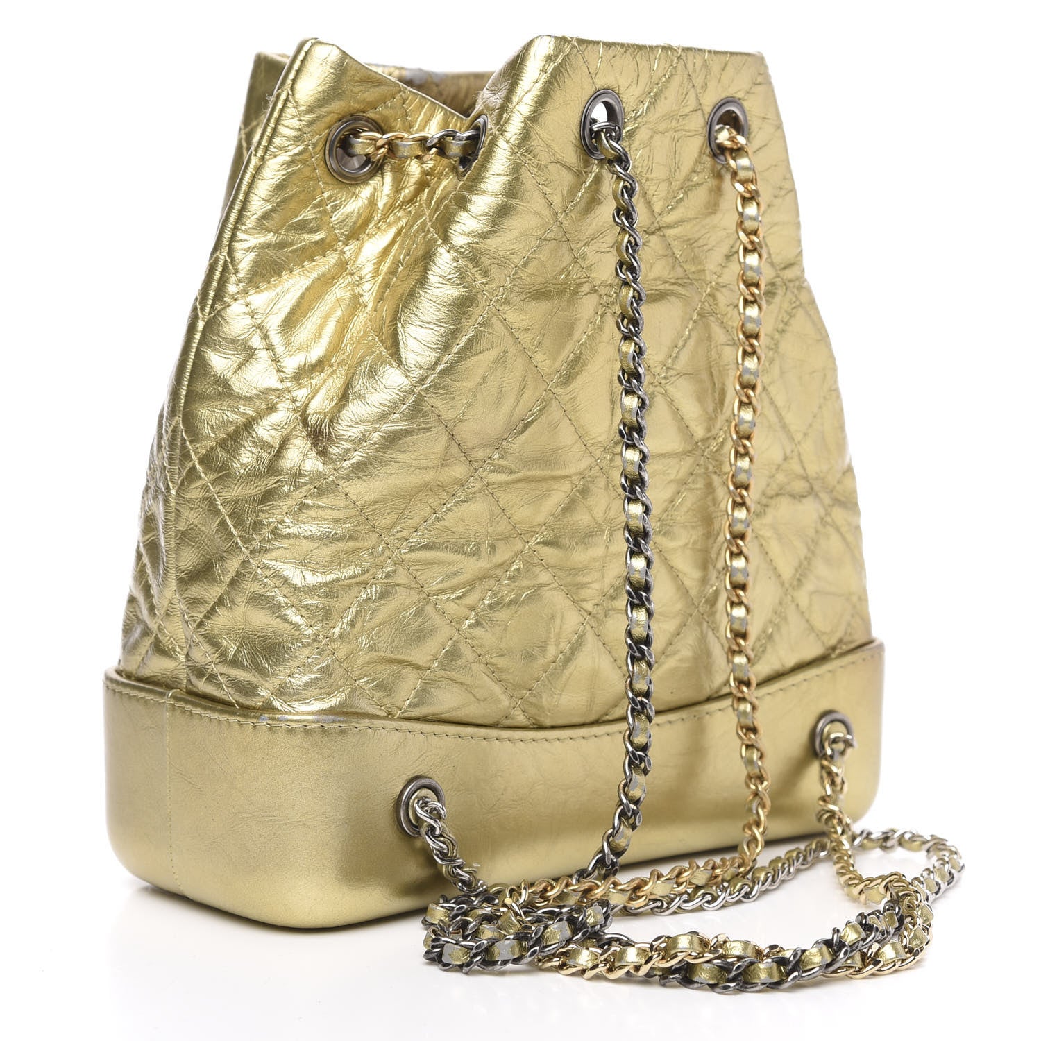 Chanel Metallic Lambskin Small Quilted Gabrielle Backpack Gold 2 of 12