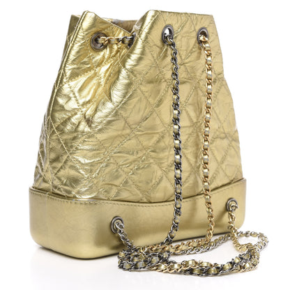 Chanel Metallic Lambskin Small Quilted Gabrielle Backpack Gold 2 of 12