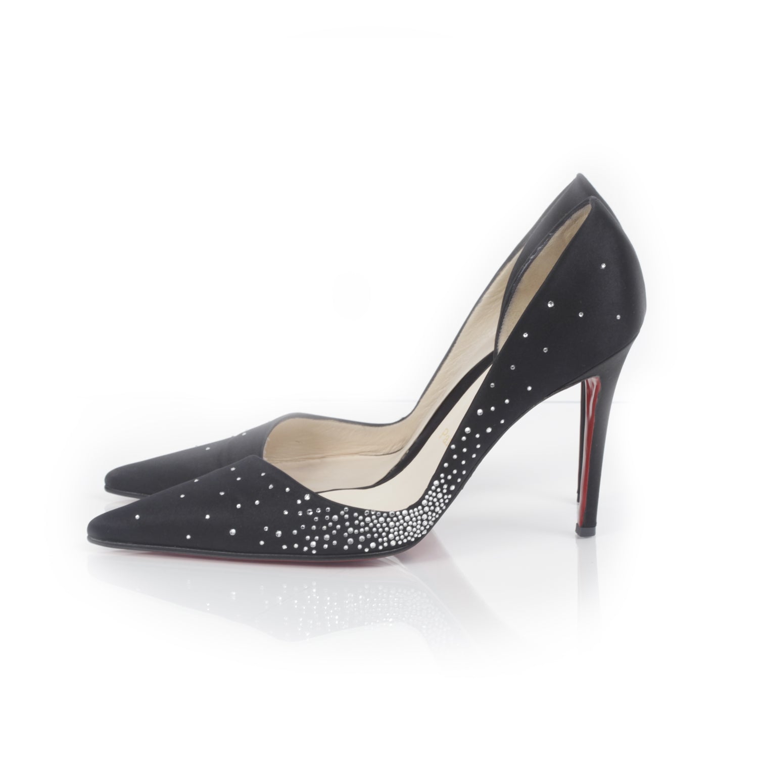 Christian Louboutin Satin Strass Helmoon d'Orsay Pumps 40 Black 2 of 6