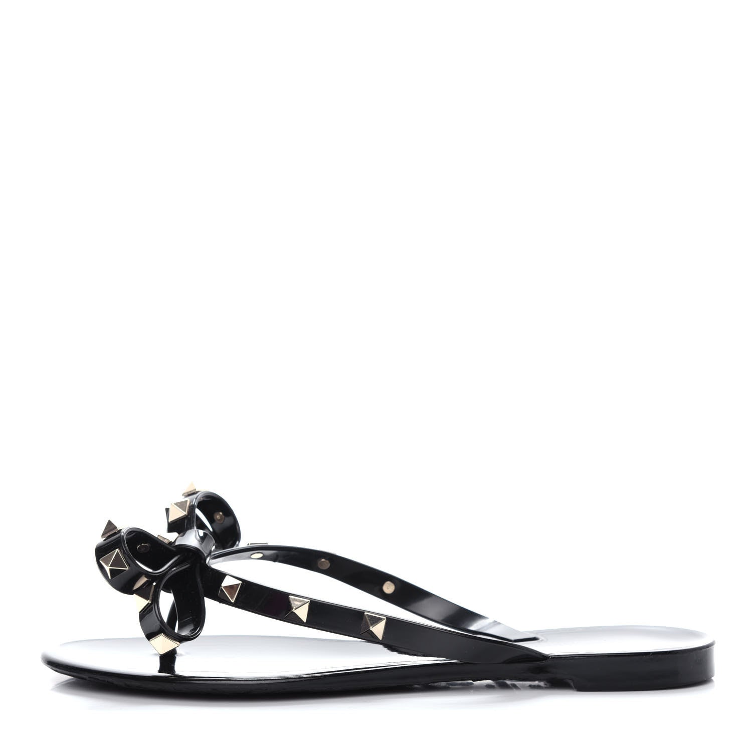 Valentino Garavani PVC Jelly Rockstud Bow Thong Sandals 36 Black 1 of 10