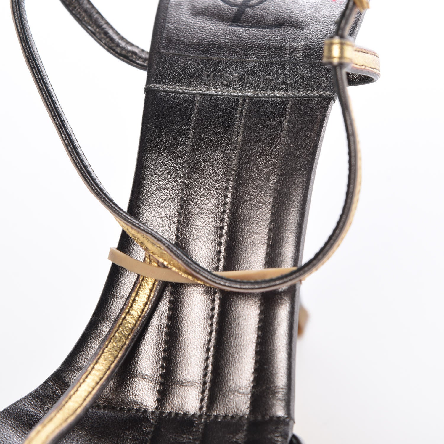 Saint Laurent Metallic Trooper Platform Sandals 40 Gold 15 of 18