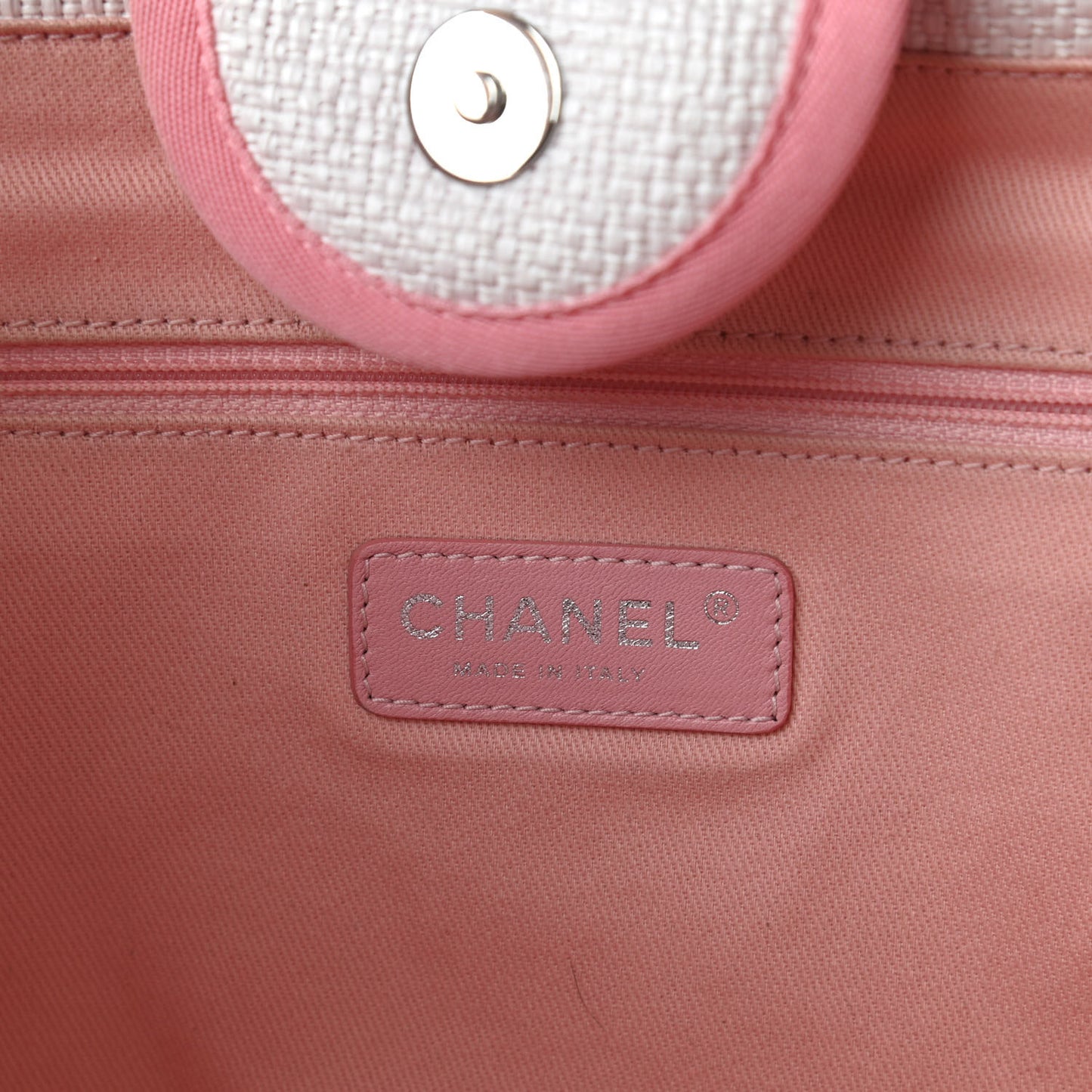 Woven Straw Raffia Medium Deauville Tote Pink