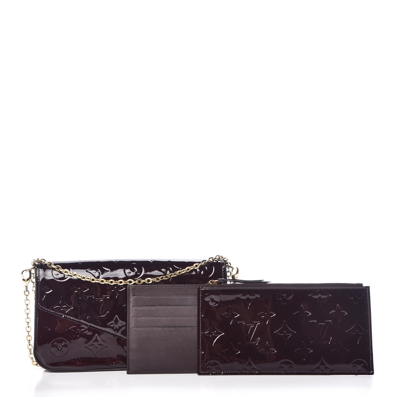Louis Vuitton Vernis Pochette Felicie Chain Wallet Amarante 3 of 11