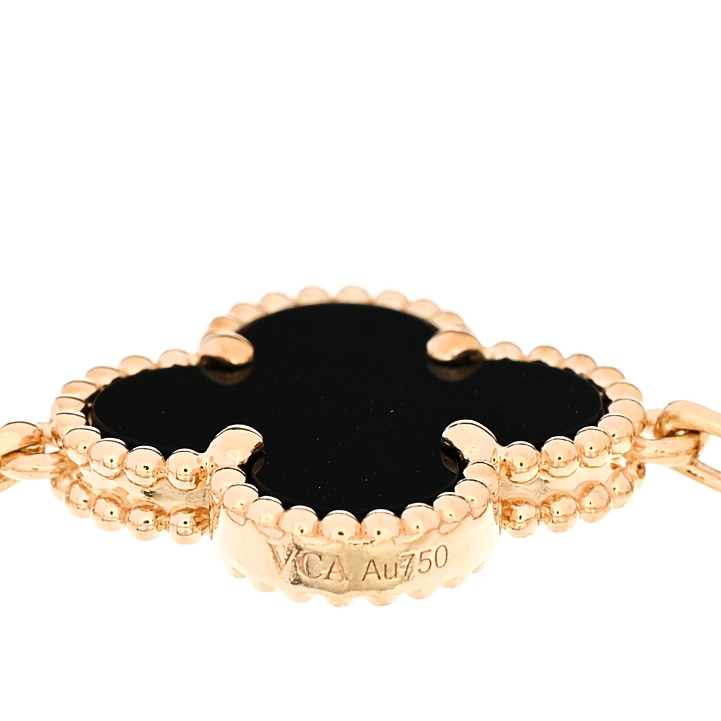 18K Yellow Gold Black Onyx 5 Motifs Vintage Alhambra Bracelet