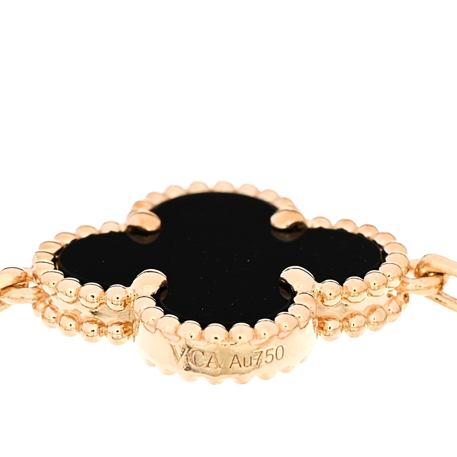 Van Cleef & Arpels 18K Yellow Gold Black Onyx 5 Motifs Vintage Alhambra Bracelet 4 of 5