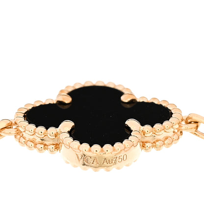 Van Cleef & Arpels 18K Yellow Gold Black Onyx 5 Motifs Vintage Alhambra Bracelet 4 of 5