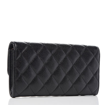 Chanel Caviar Quilted Large Gusset Flap Wallet Black 3 of 9