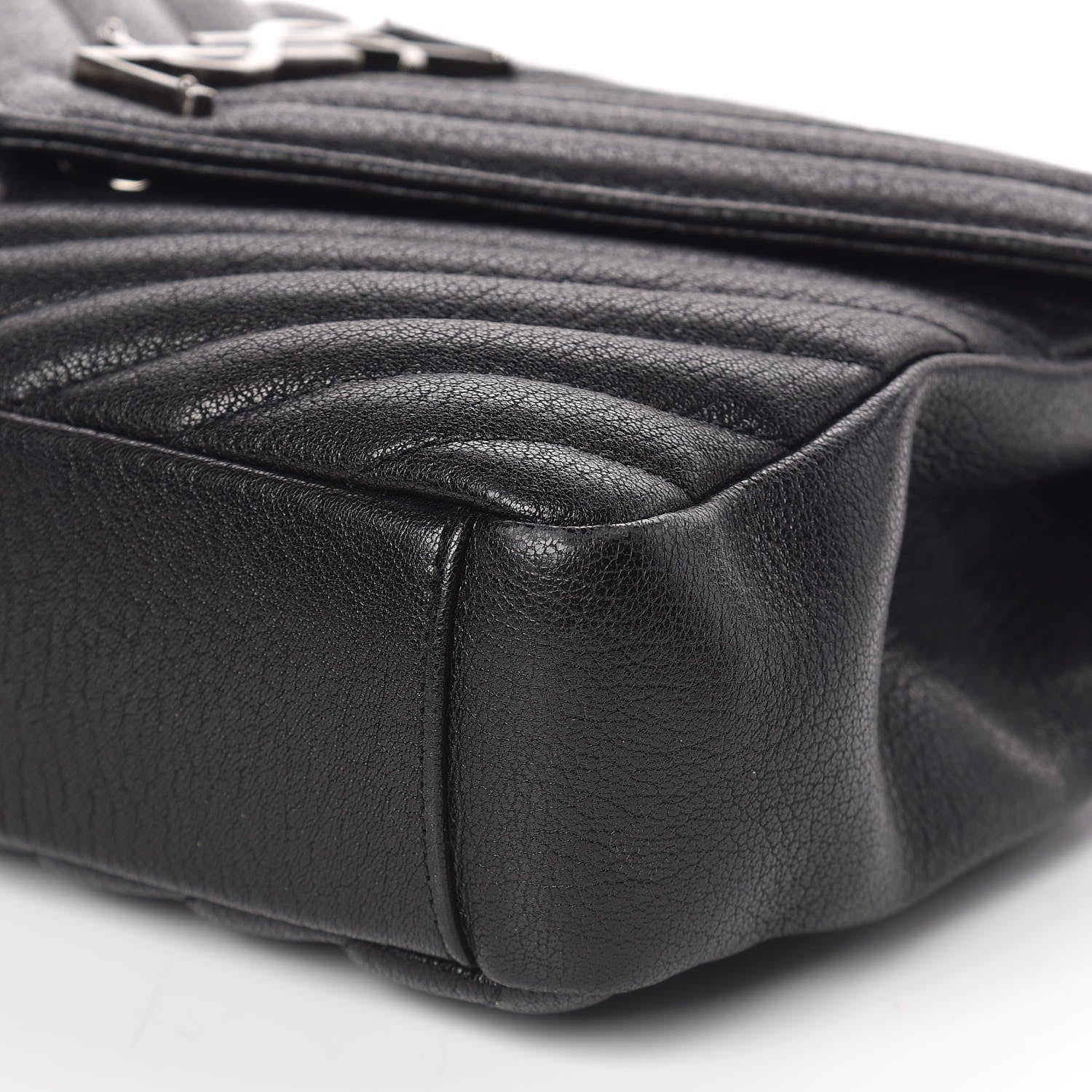 Saint Laurent Sheepskin Matelasse Chevron Monogram Medium College Bag Black 10 of 10