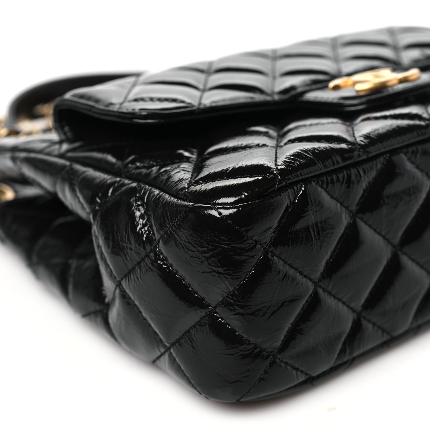 Chanel Shiny Crumpled Calfskin Quilted Wavy CC Hobo Black 9 of 10