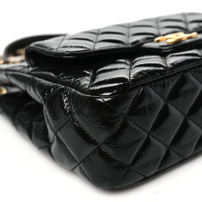 Chanel Shiny Crumpled Calfskin Quilted Wavy CC Hobo Black 9 of 10