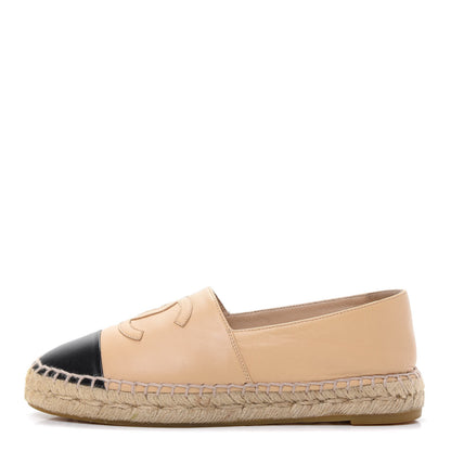 Chanel Lambskin CC Espadrilles 36 Beige Black 1 of 11
