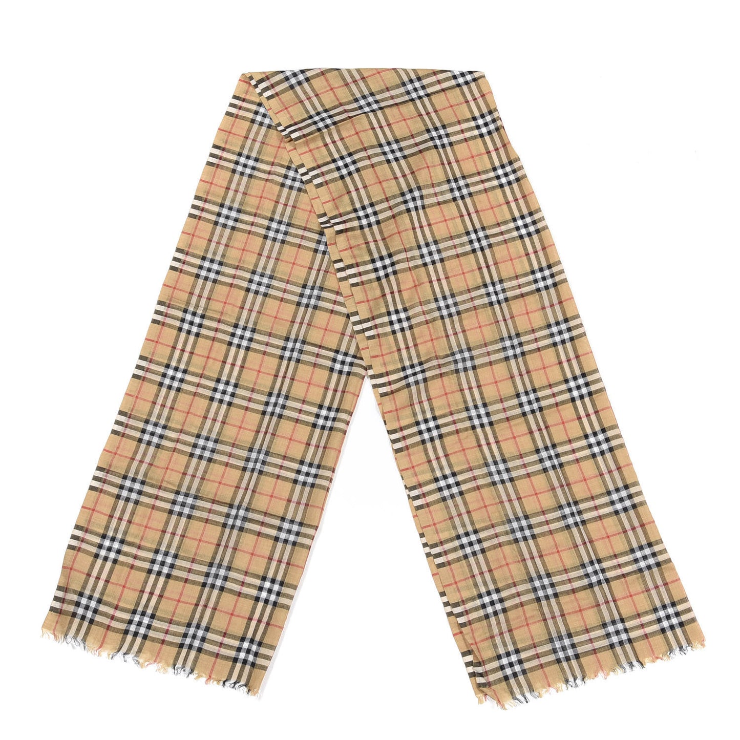 Wool Silk Gauze Vintage Check Scarf Antique Yellow