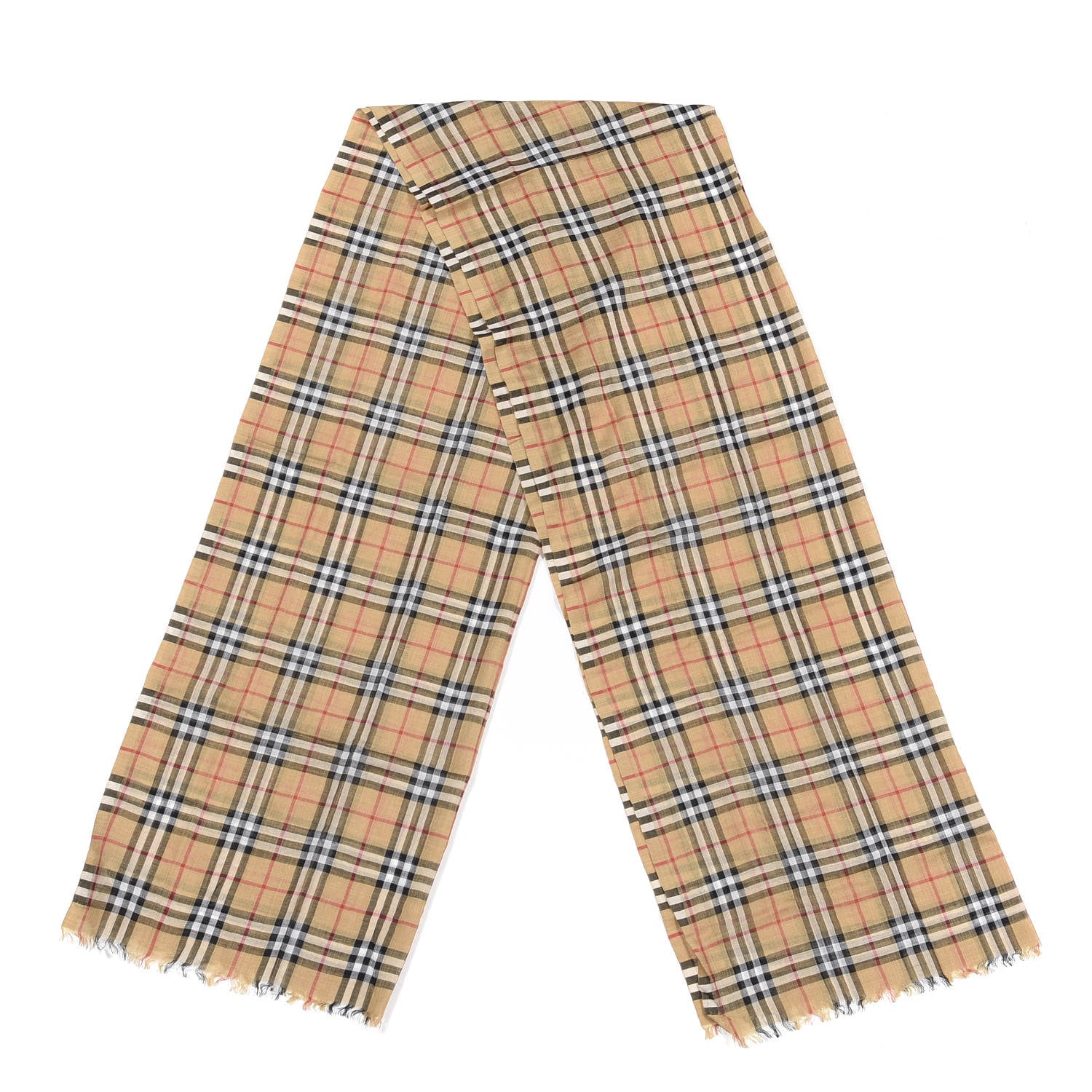 Burberry Wool Silk Gauze Vintage Check Scarf Antique Yellow 2 of 4