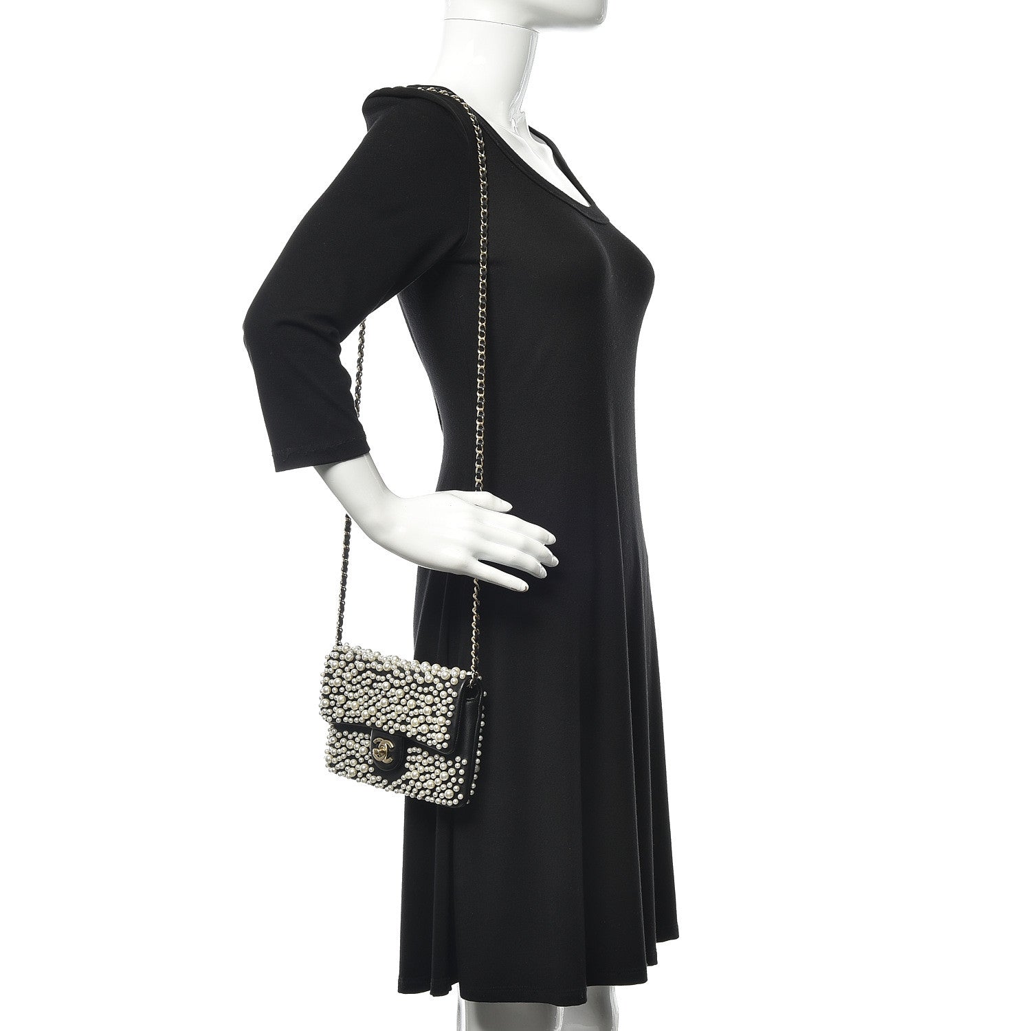 Chanel Lambskin Pearls Flap Black 2 of 12