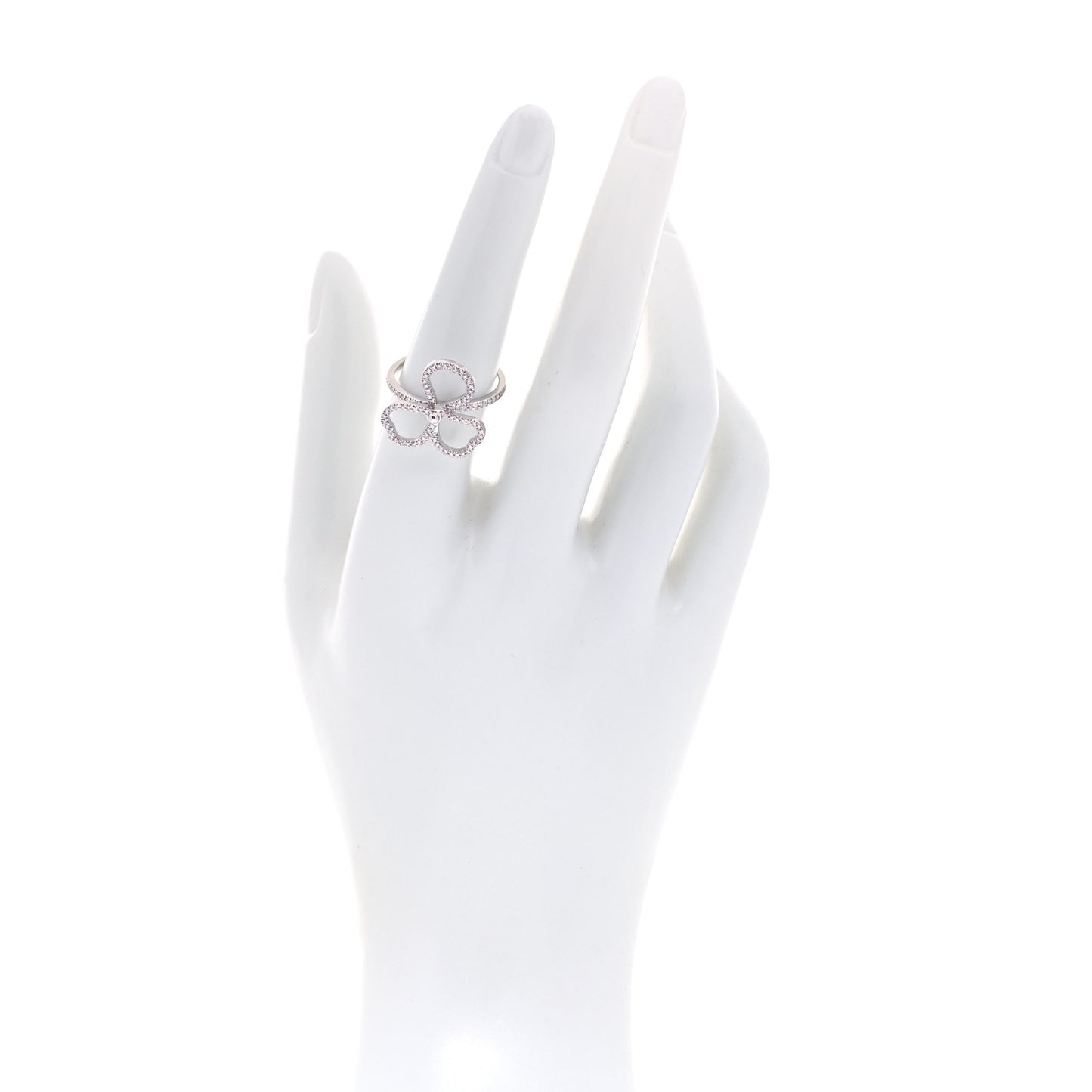 Platinum Diamond Open Paper Flowers Ring 54 7
