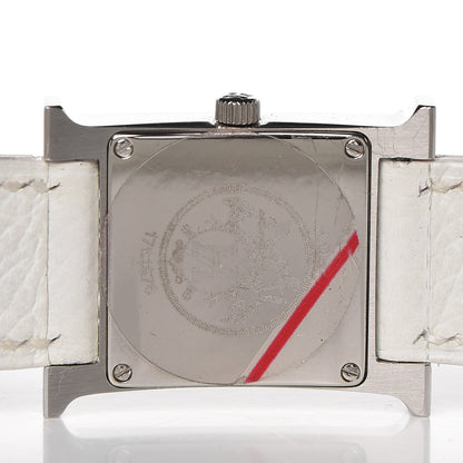 Hermes Stainless Steel Epsom 21mm Heure H Hour Double Tour Quartz Watch Blanc 7 of 7