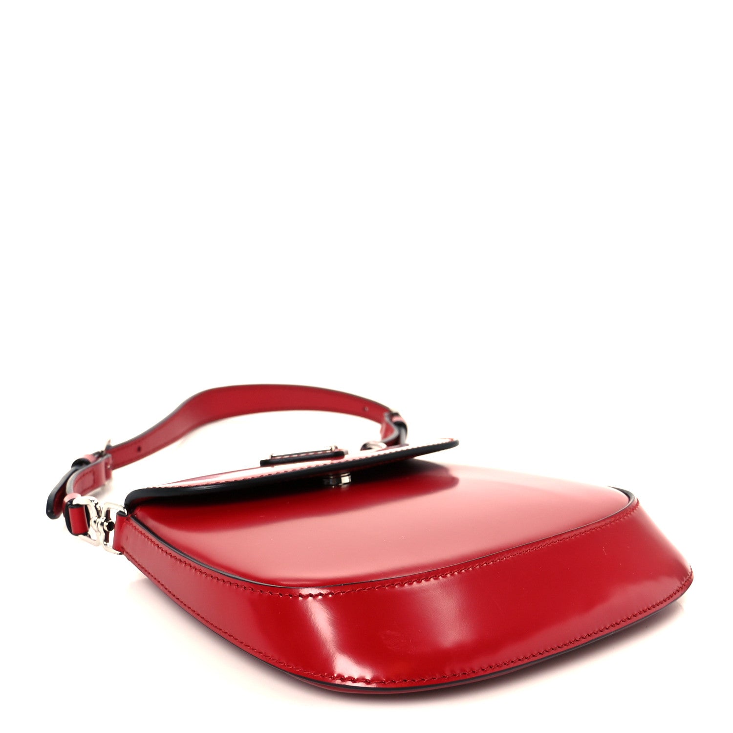 Prada Spazzolato Mini Cleo Flap Adjustable Strap Shoulder Bag Scarlatto Black 4 of 10