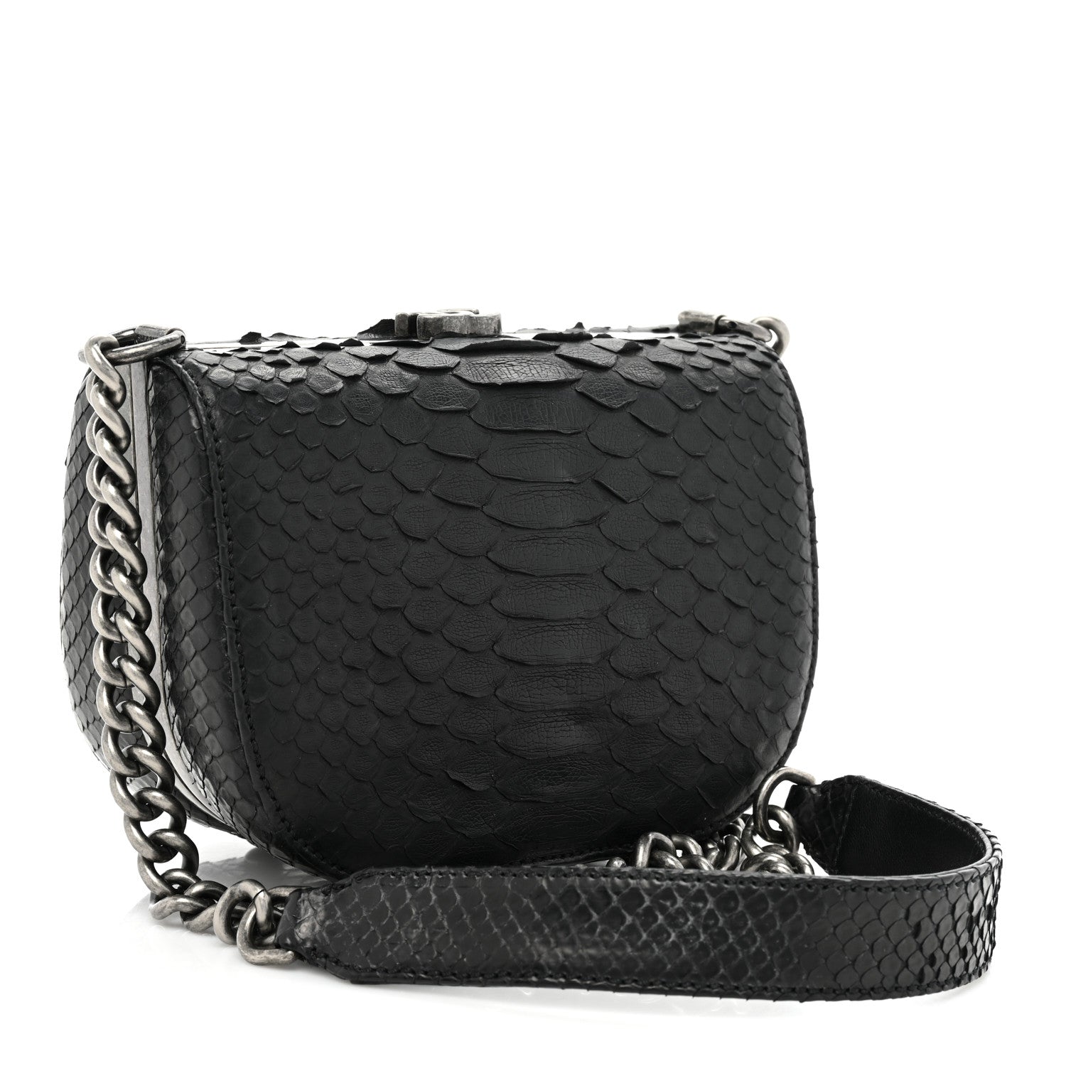 Chanel Snakeskin Box Kisslock Crosssbody Black 3 of 14