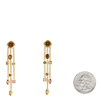 David Yurman 18K Yellow Gold Sapphire Garnet Citrine Tourmaline Confetti 3 Row Tassel Earrings 2 of 4