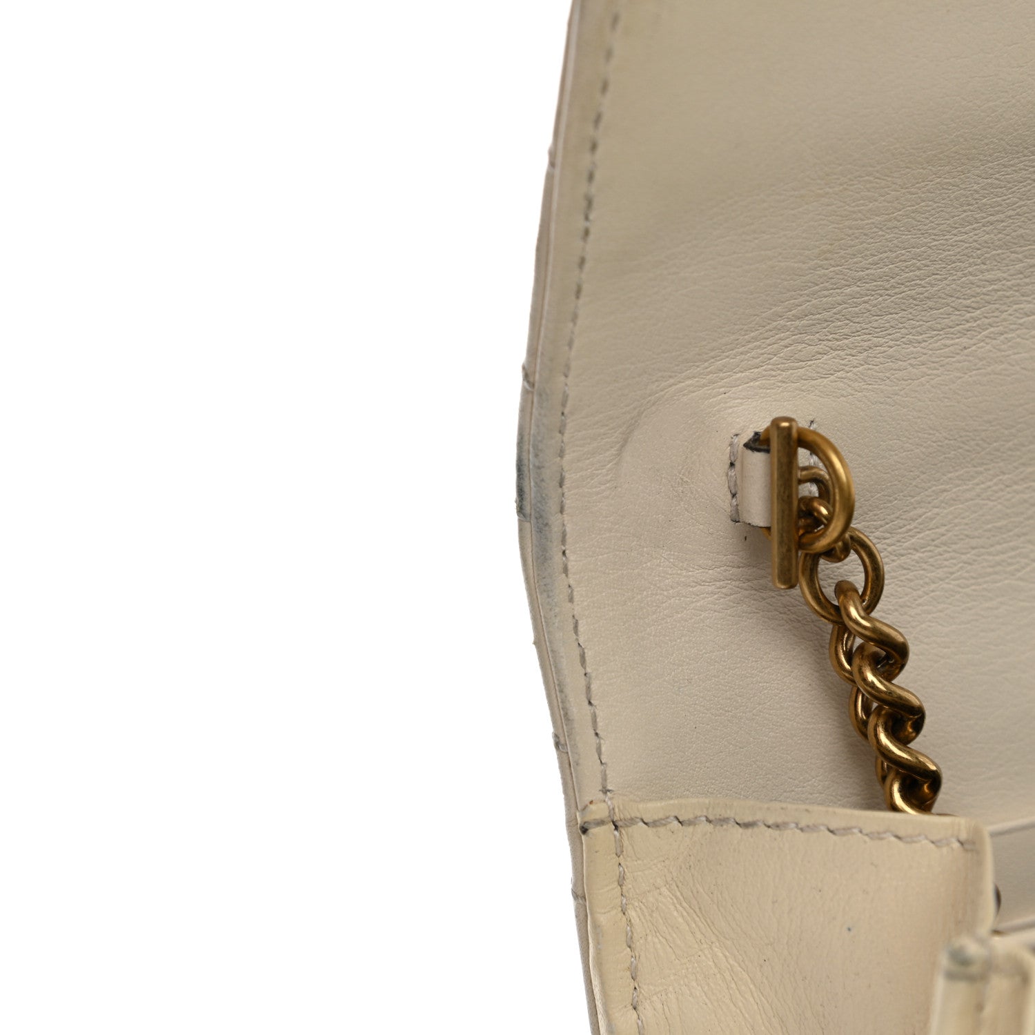 Gucci Calfskin Matelasse GG Marmont Chain Wallet Mystic White 20 of 21