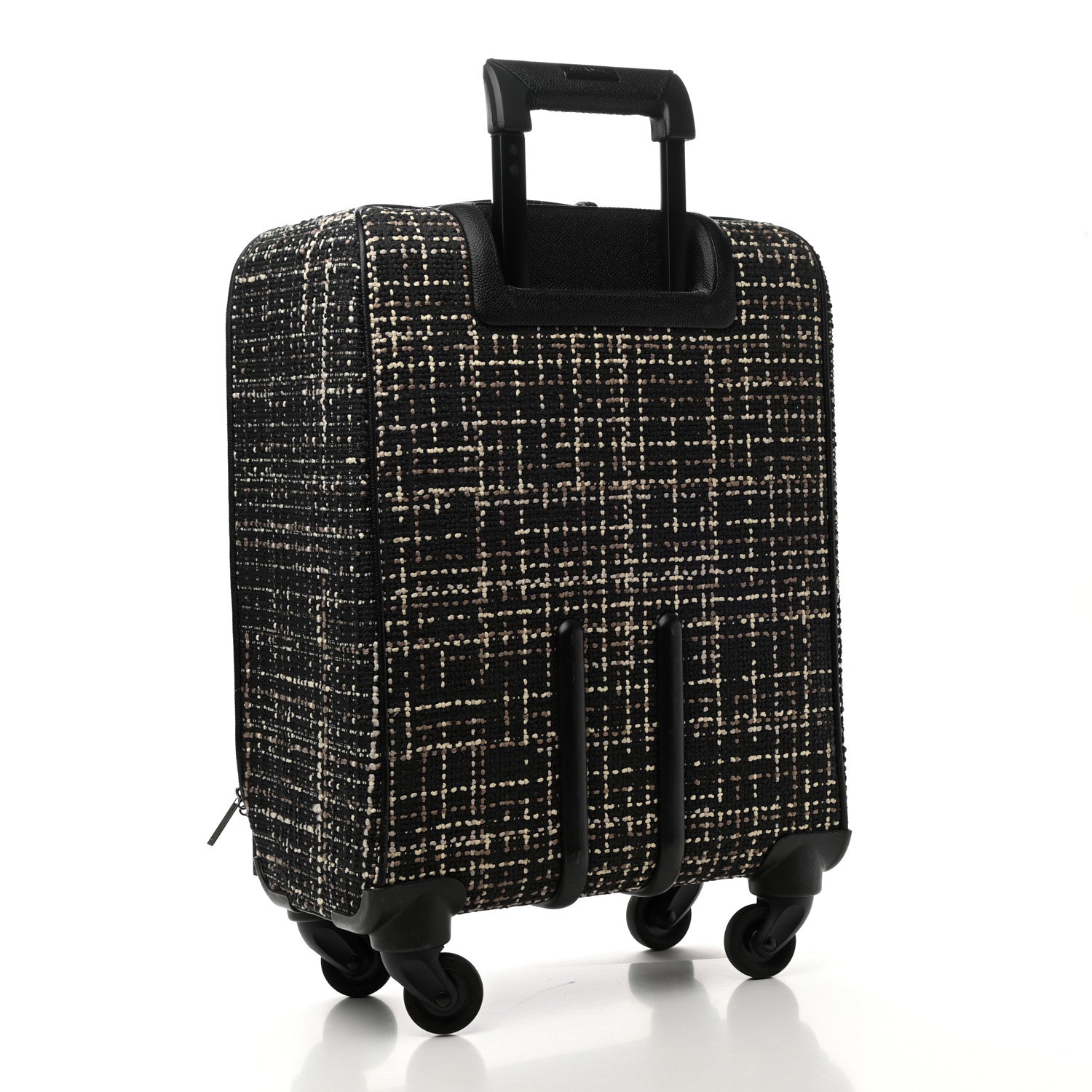 Chanel Tweed Calfskin Quilted Coco Case Trolley Rolling Luggage Black 2 of 8