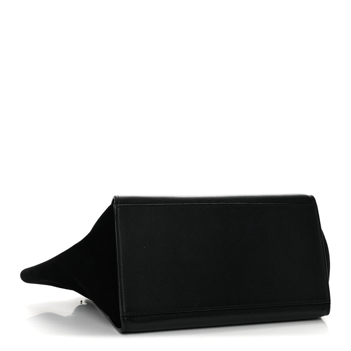 Drummed Calfskin Suede Medium Trapeze Black