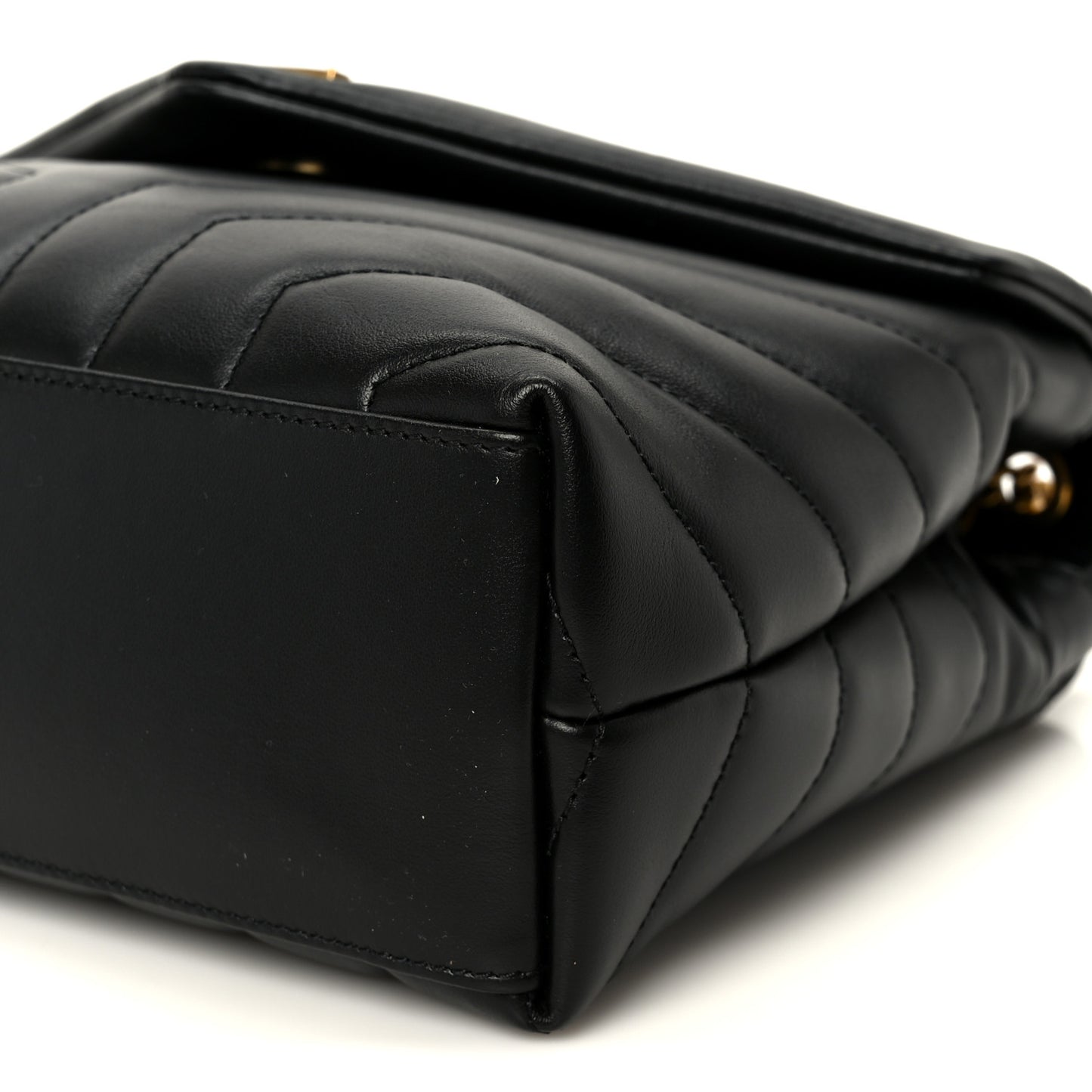 Calfskin Y Quilted Monogram Small Loulou Chain Satchel Black