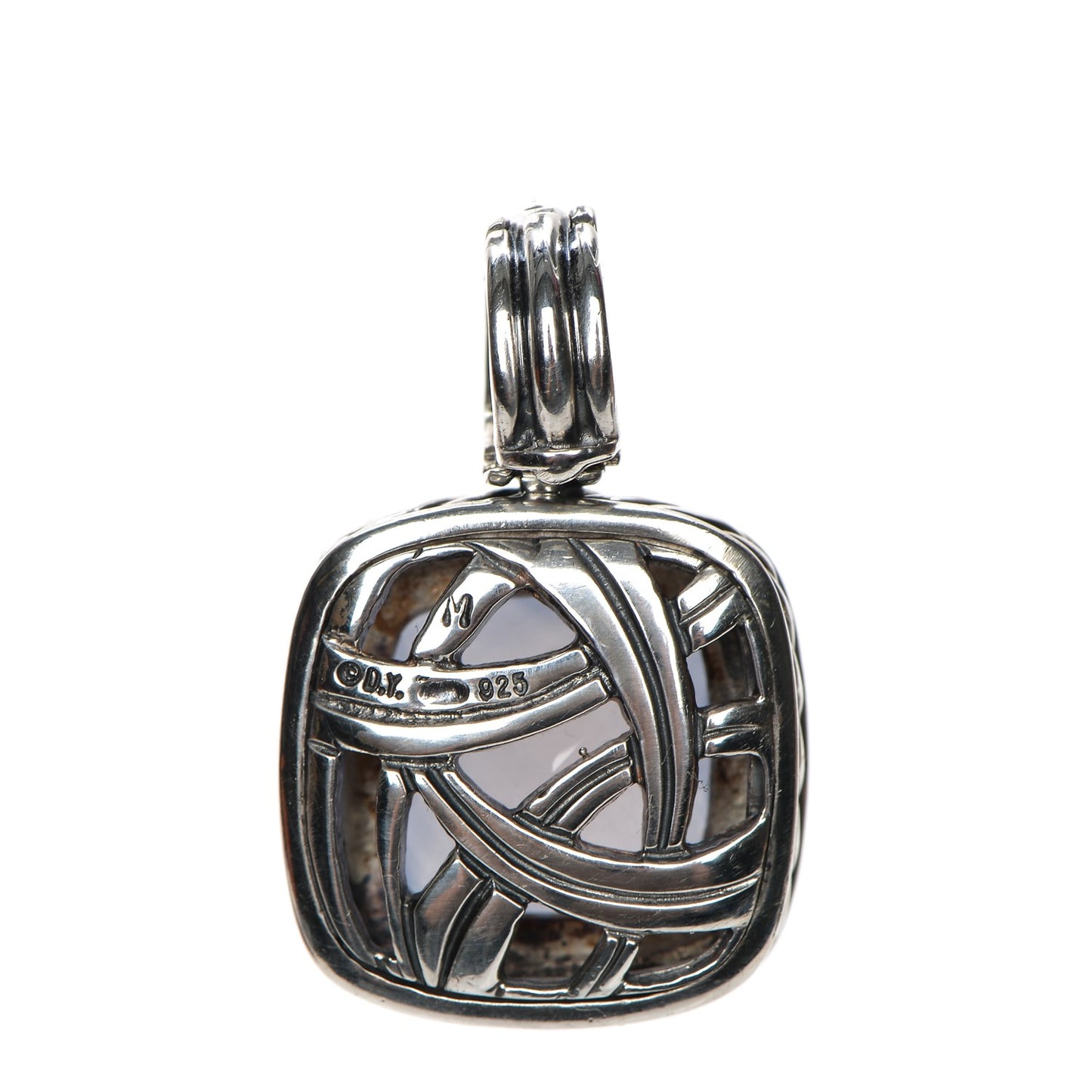 Sterling Silver Diamond 14mm Chalcedony Albion Enhancer Pendant
