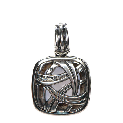 David Yurman Sterling Silver Diamond 14mm Chalcedony Albion Enhancer Pendant 3 of 3