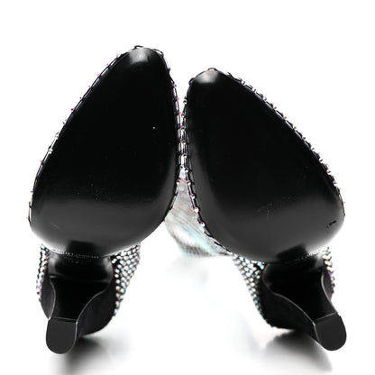 Saint Laurent Mesh Crystal Koller 100 Knee High Boots 37.5 Black 5 of 8