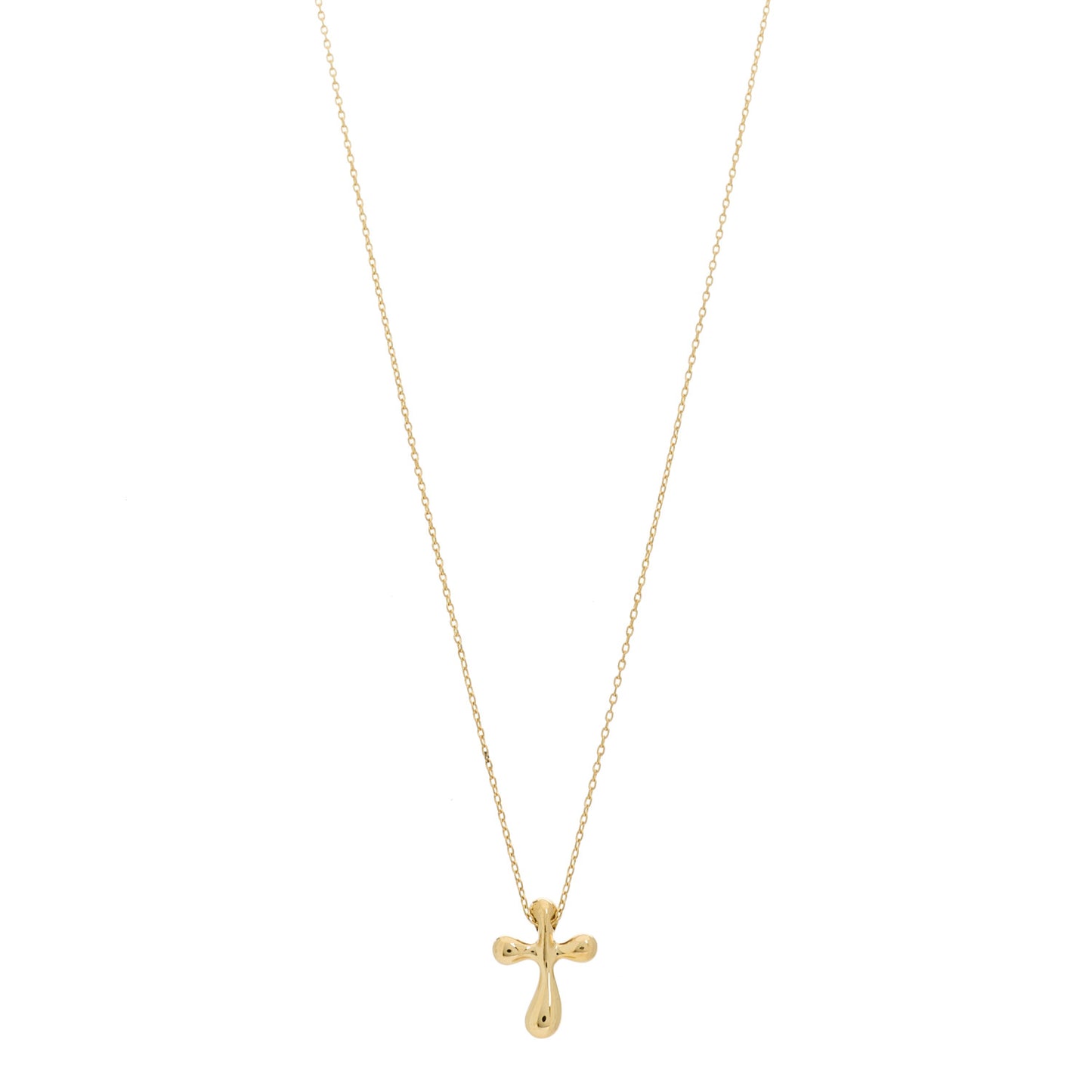 18K Yellow Gold 12mm Elsa Peretti Cross Pendant Necklace