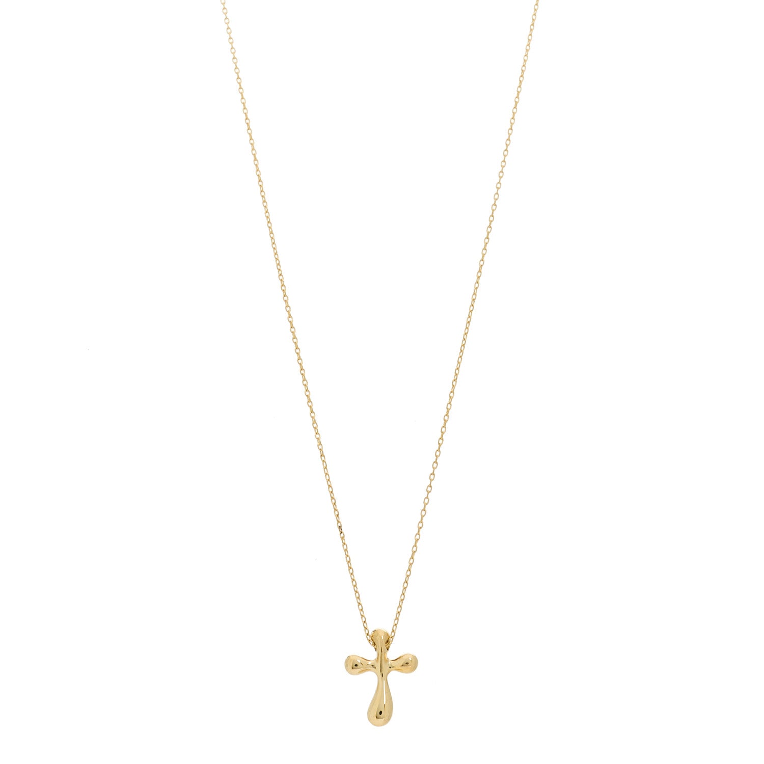 Tiffany 18K Yellow Gold 12mm Elsa Peretti Cross Pendant Necklace 1 of 6