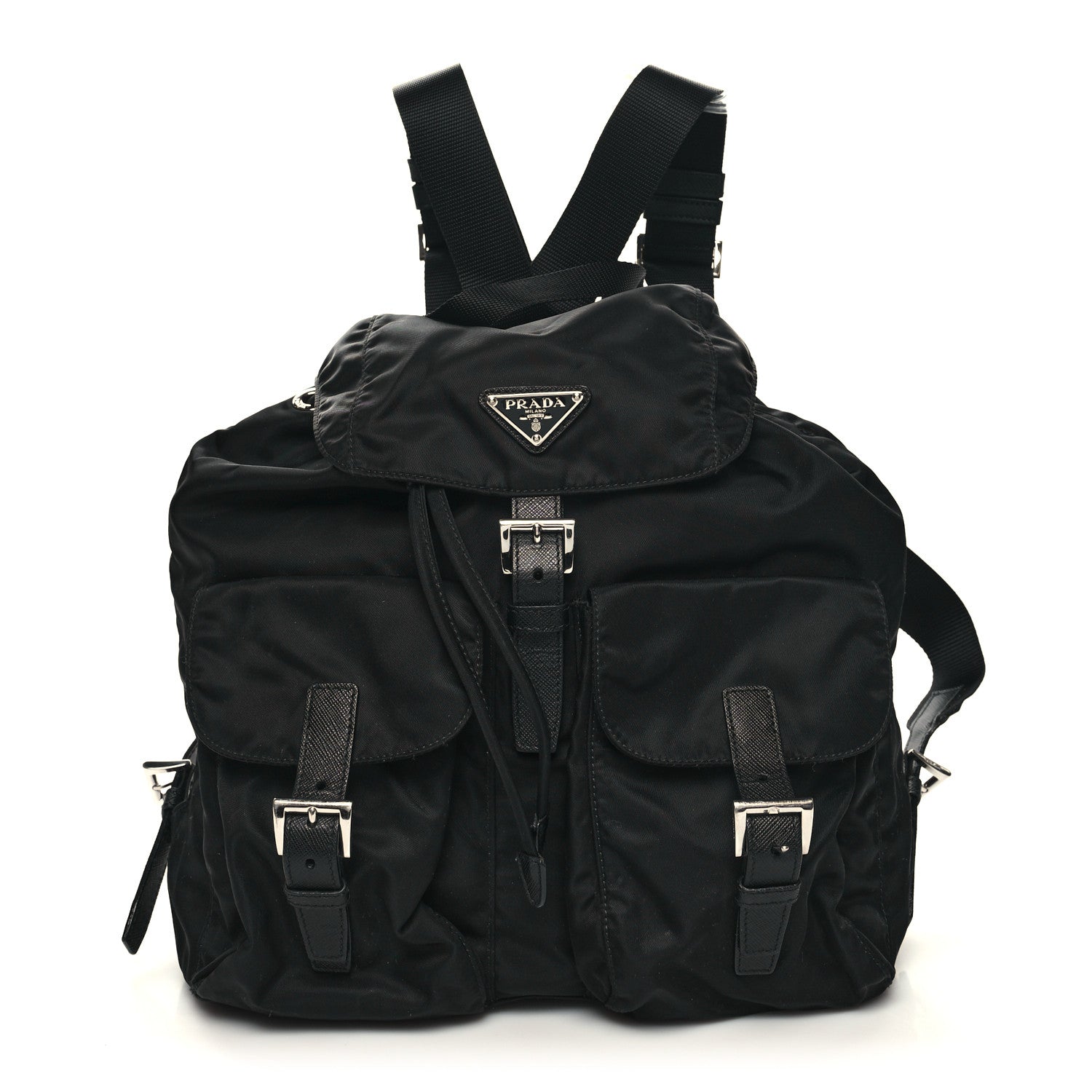 Prada Tessuto Nylon Saffiano Medium Backpack Black 1 of 10