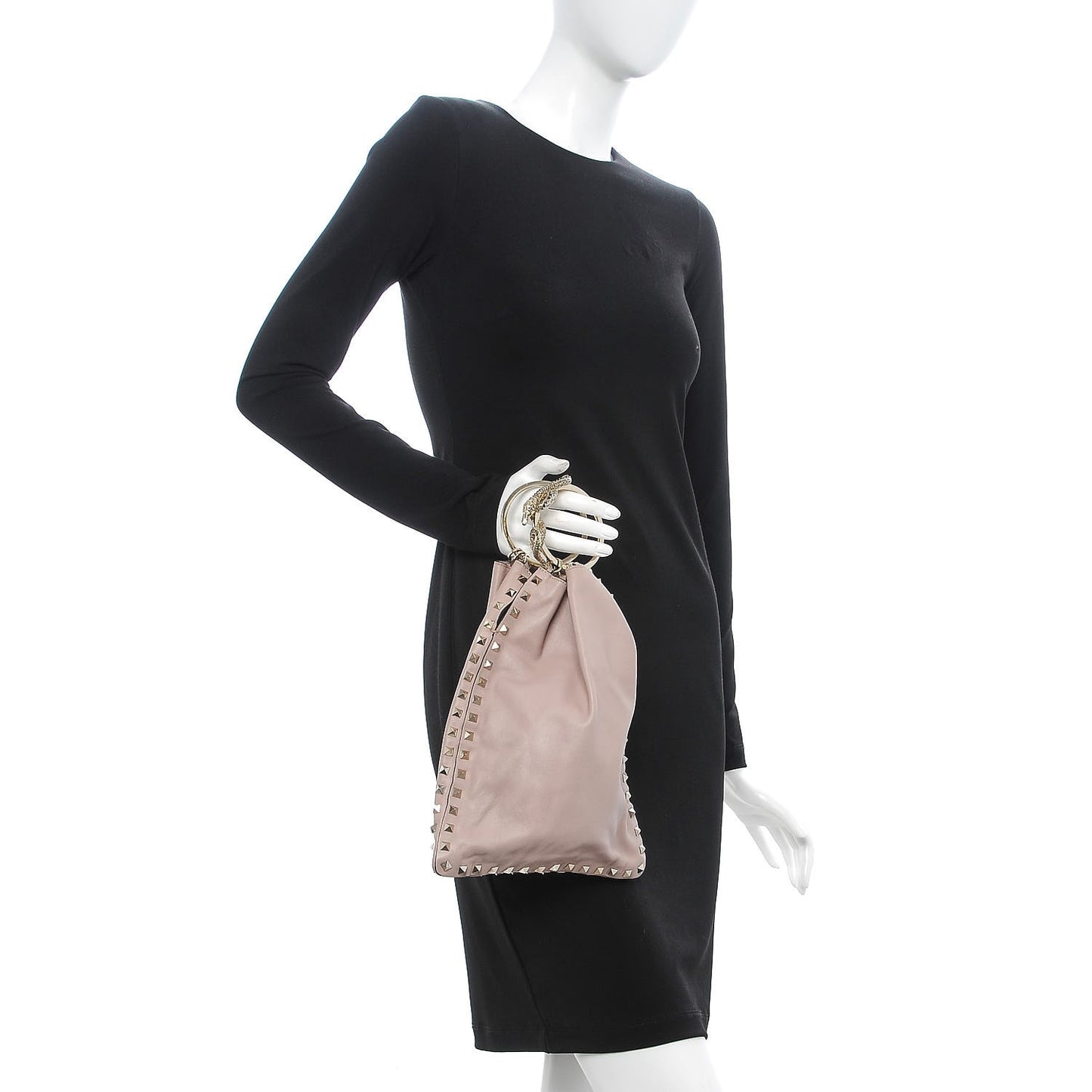 Vitello Crystal 50th Anniversary Snake Ring Evening Bag Poudre