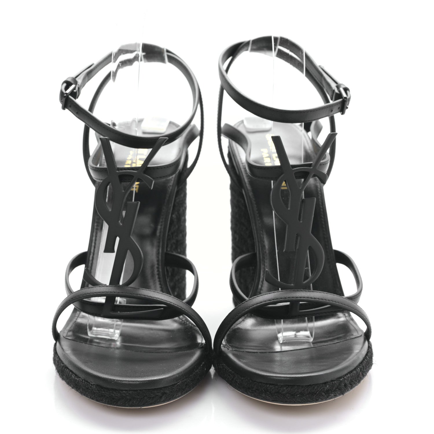 Saint Laurent Calfskin Cassandra Espadrille 105 Wedges 41 Black 2 of 8