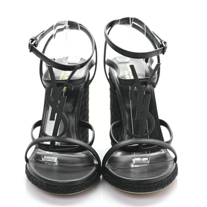 Saint Laurent Calfskin Cassandra Espadrille 105 Wedges 41 Black 2 of 8