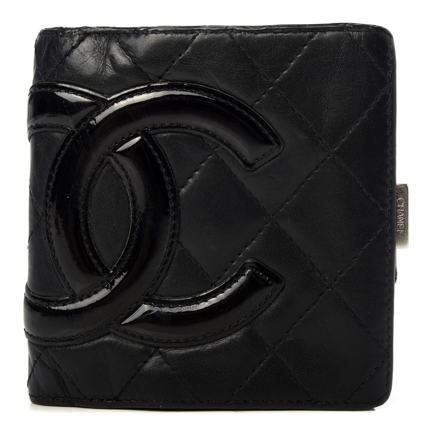 Calfskin Quilted Cambon Bi-Fold Wallet Black