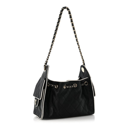 Chanel Calfskin Quilted Mini Chanel 25 Handbag Black White 2 of 9